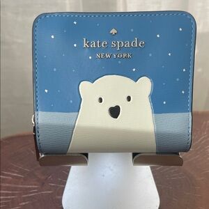 Kate Spade Arctic Friends Blue Polar Bear Folding Wallet